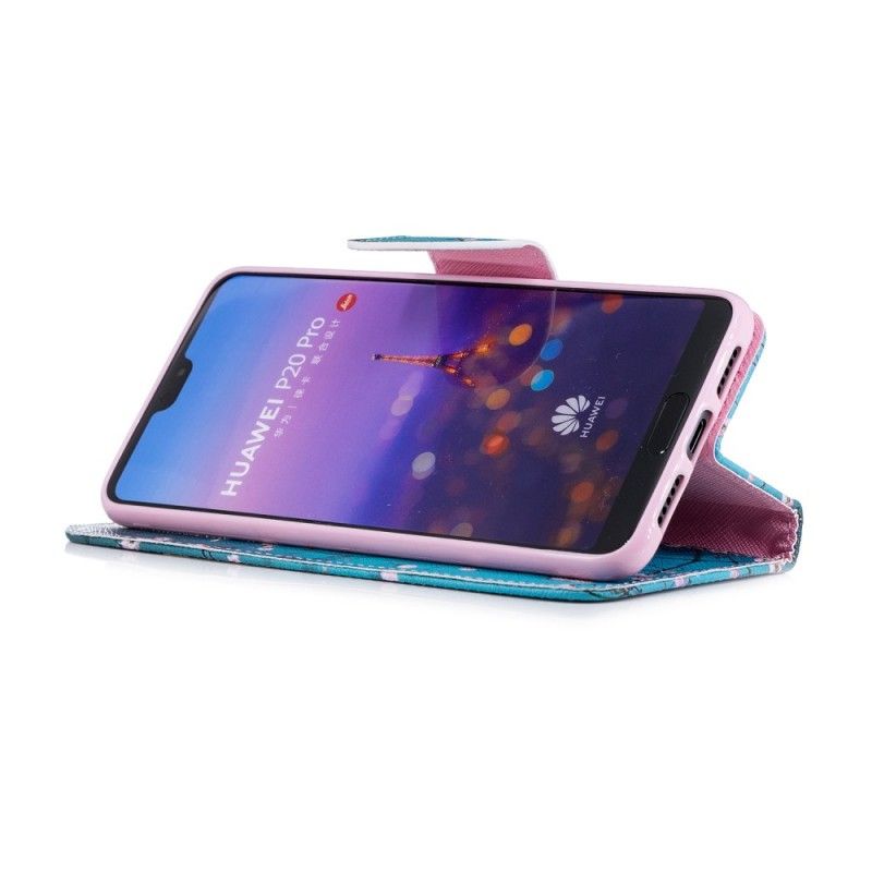 Flip Cover Læder Huawei P20 Pro Blomstrende Træ