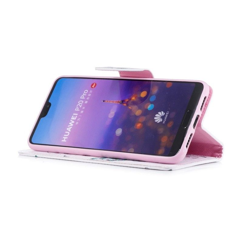 Flip Cover Læder Huawei P20 Pro Vidunderlige Sommerfugle