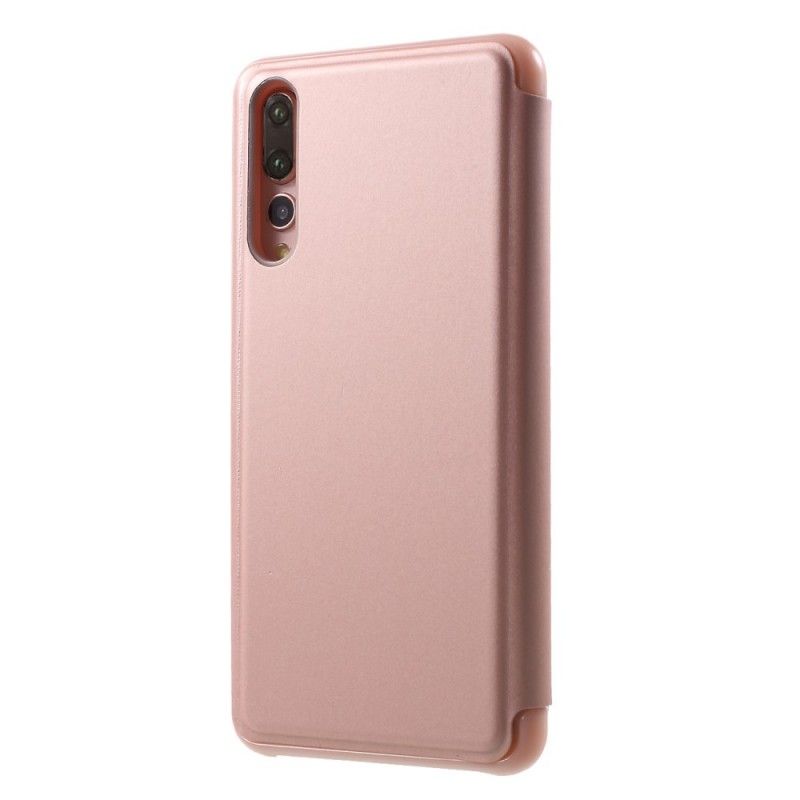 Læder Cover Huawei P20 Pro Sort Spejl Og Lædereffekt Original