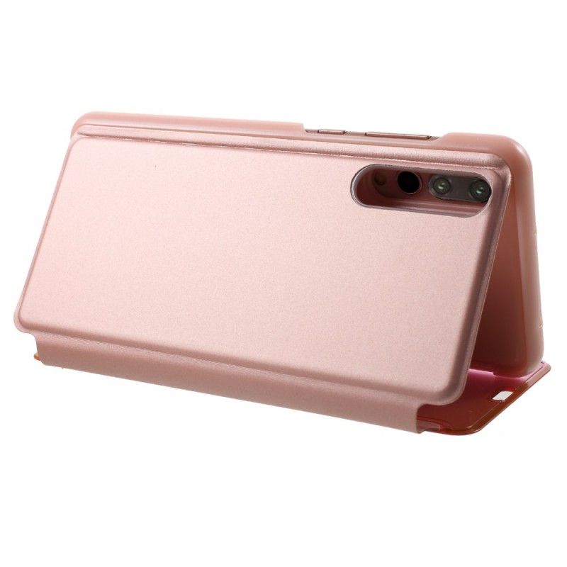 Læder Cover Huawei P20 Pro Sort Spejl Og Lædereffekt Original