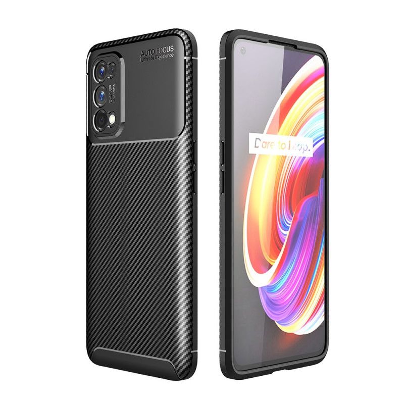 Cover for Realme 7 Pro Sort Fleksibel Kulfibertekstur