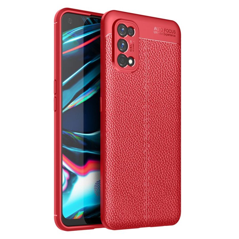 Cover Realme 7 Pro Sort Dobbelt Line Lychee Læder Effekt