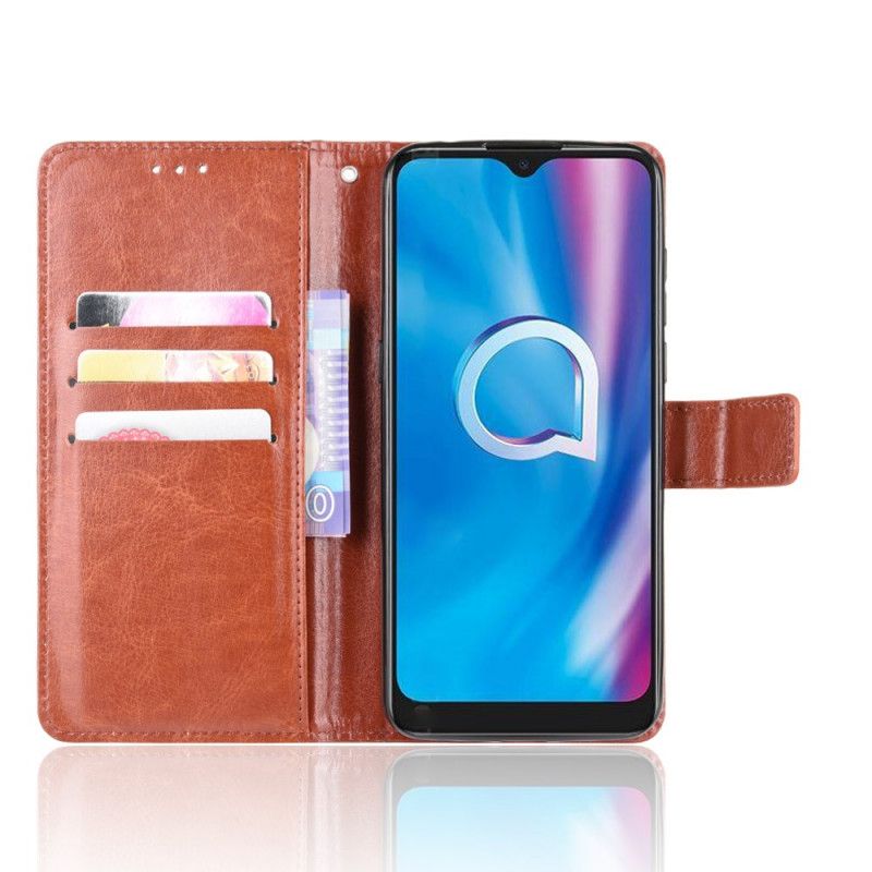 Flip Cover Læder for Alcatel 1S (2020) / 3L (2020) Sort Prangende Kunstlæder