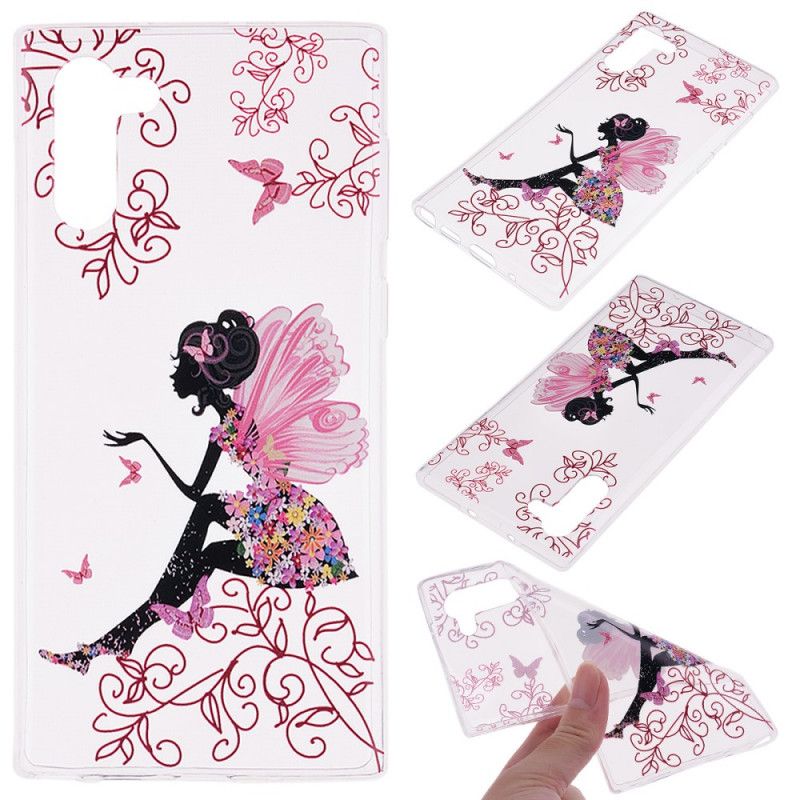 Cover for Samsung Galaxy Note 10 Gennemsigtig Blomsterfe