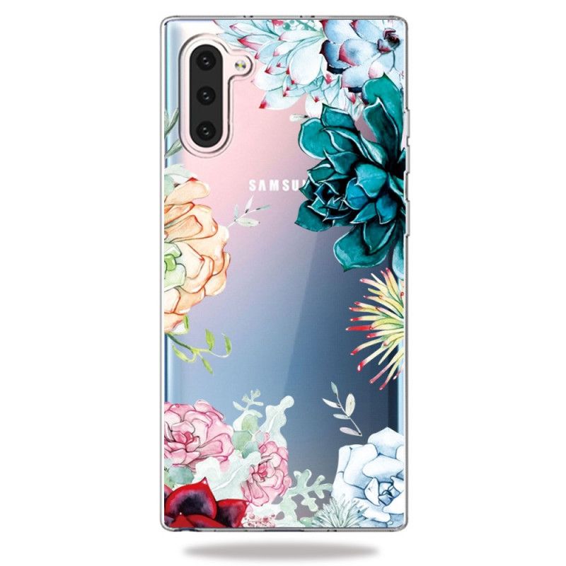 Cover for Samsung Galaxy Note 10 Gennemsigtige Akvarelblomster