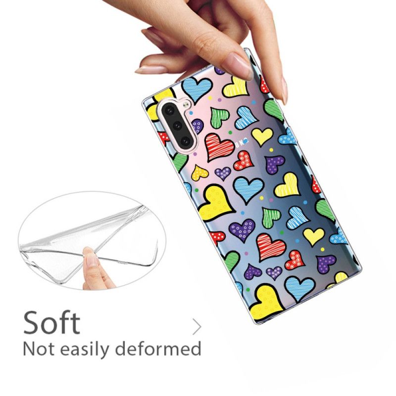 Cover Samsung Galaxy Note 10 Flerfarvede Hjerter