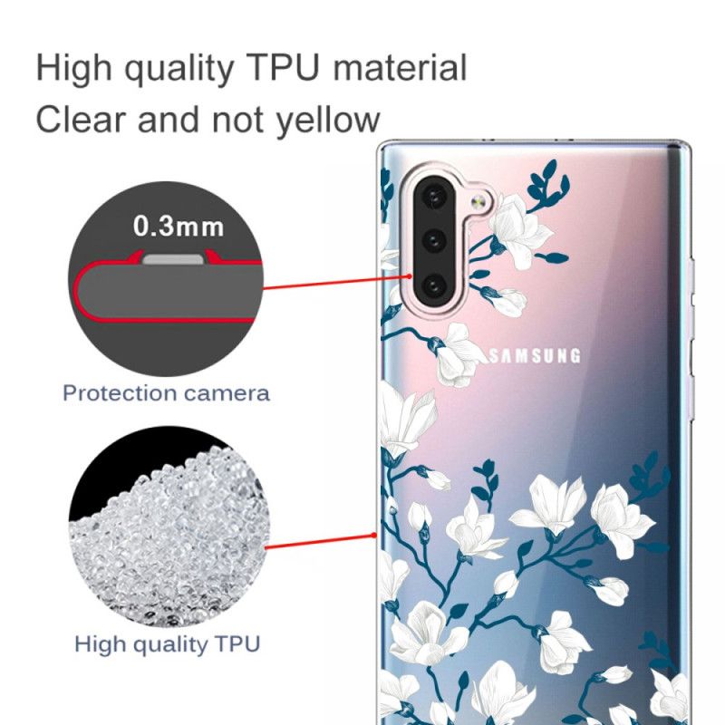 Cover Samsung Galaxy Note 10 Hvide Blomster