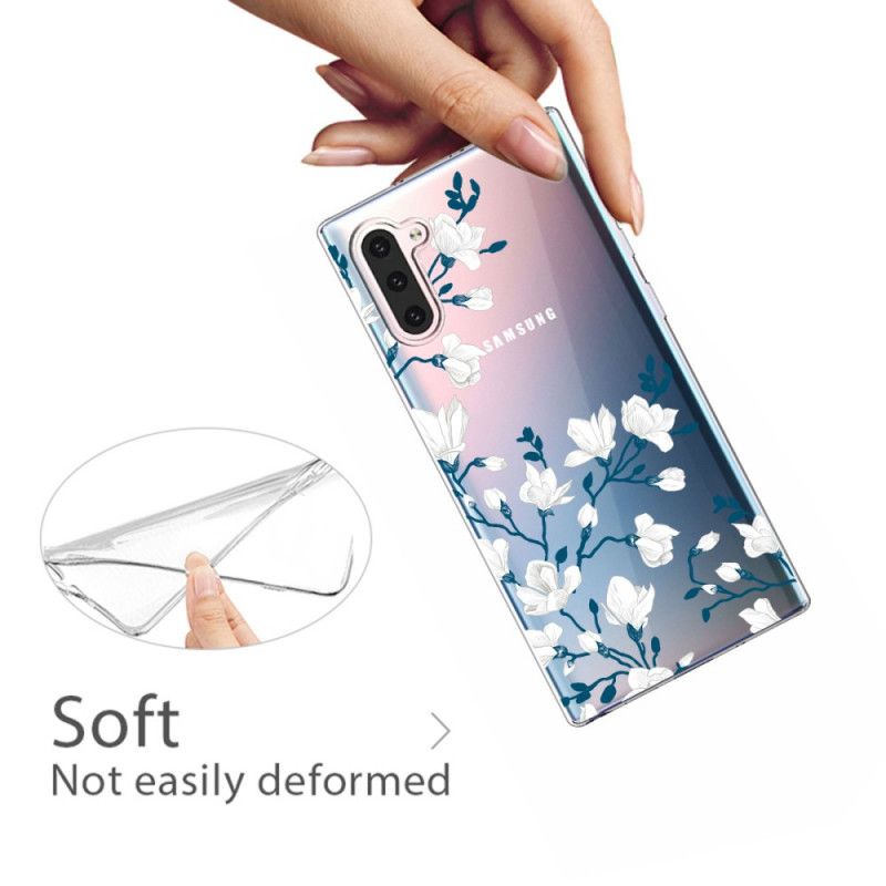 Cover Samsung Galaxy Note 10 Hvide Blomster