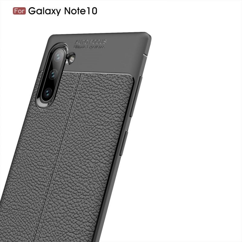 Cover Samsung Galaxy Note 10 Sort Dobbeltlinjeret Lychee-Lædereffekt Original