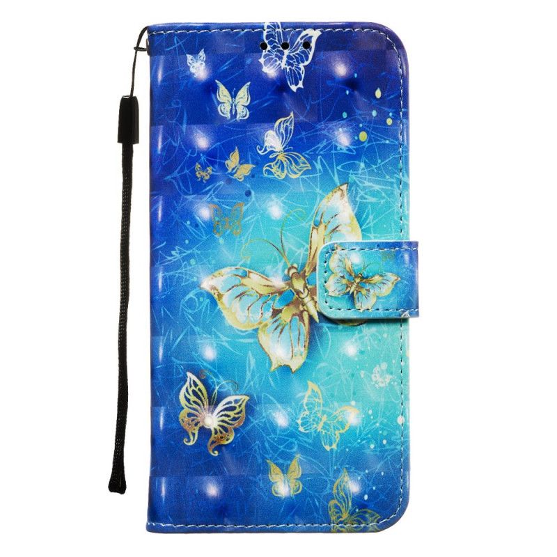 Flip Cover Læder for Samsung Galaxy Note 10 Gyldne Sommerfugle