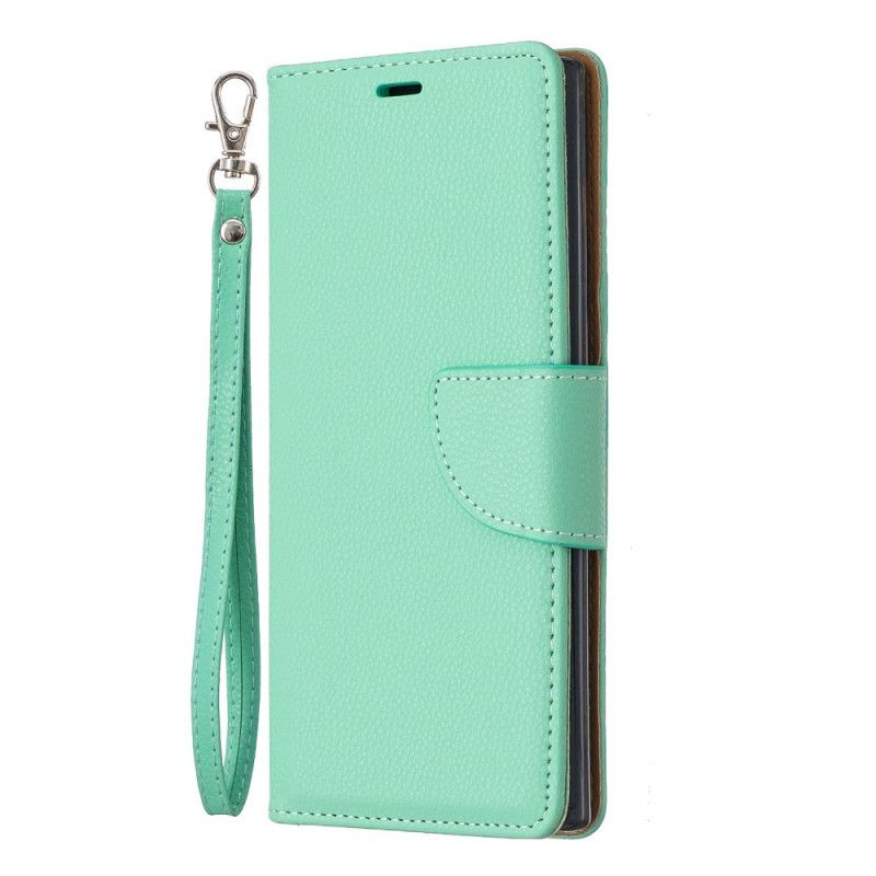 Flip Cover Læder for Samsung Galaxy Note 10 Sort Lychee Skrå Flap