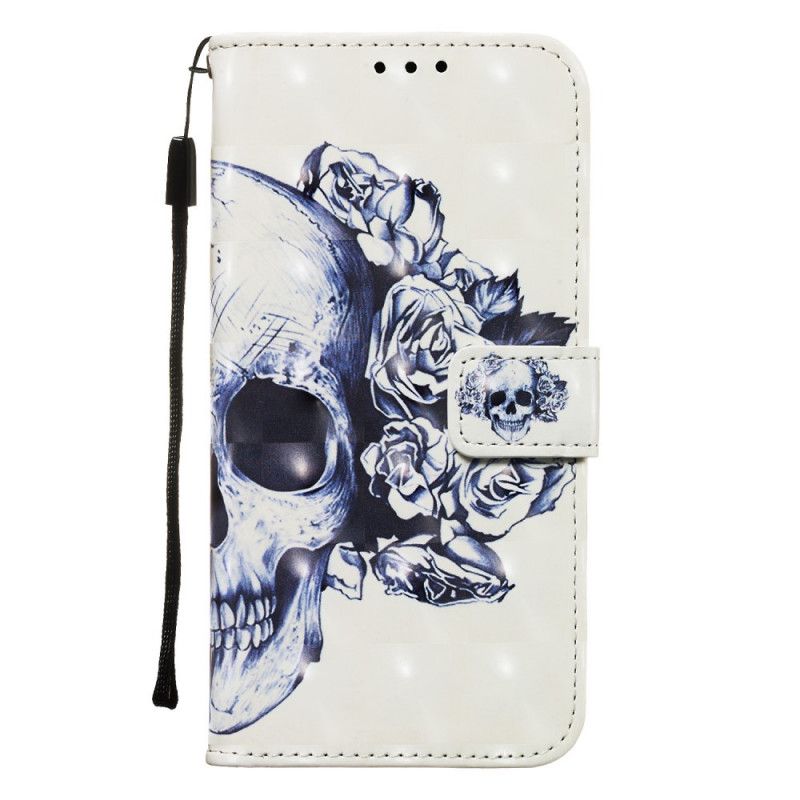 Flip Cover Læder Samsung Galaxy Note 10 Blomstret Kranium Original