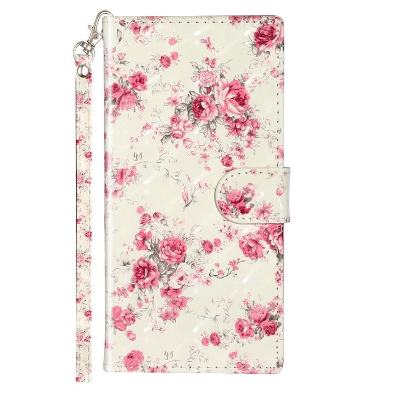 Flip Cover Samsung Galaxy Note 10 Mobilcover Blomster Lyse Pletter Med Rem