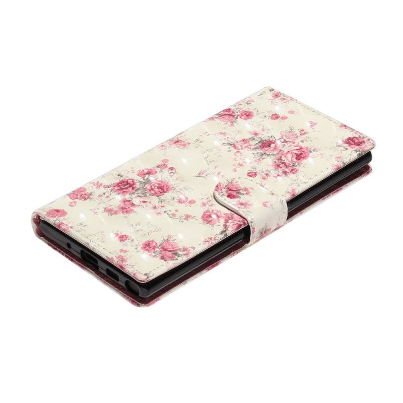 Flip Cover Samsung Galaxy Note 10 Mobilcover Blomster Lyse Pletter Med Rem