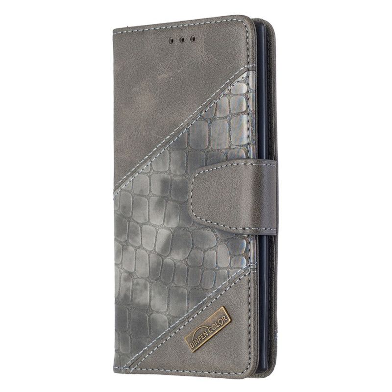 Flip Cover Samsung Galaxy Note 10 Sort Klassisk Krokodillehudeffekt