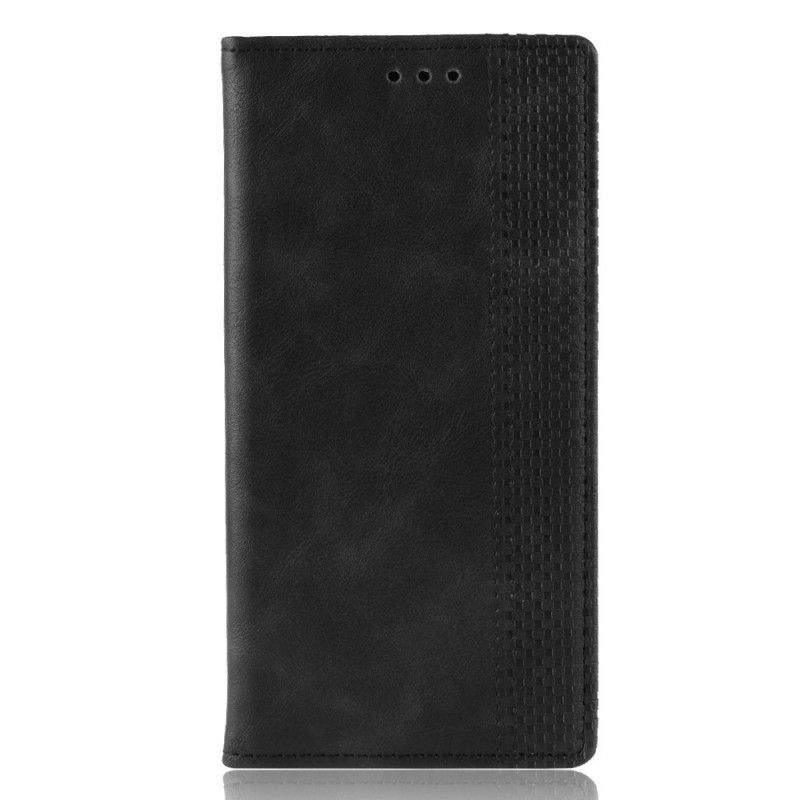 Læder Cover Samsung Galaxy Note 10 Sort Mobilcover Stiliseret Vintage Lædereffekt