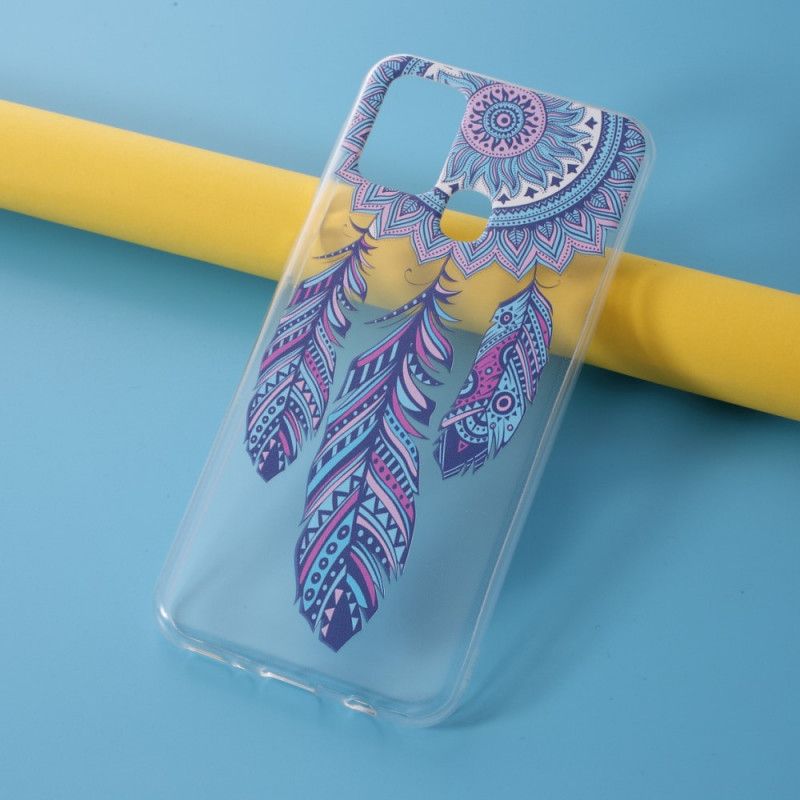 Cover for Samsung Galaxy M31 Gennemsigtig Fangst Drømmer Blå Fjer