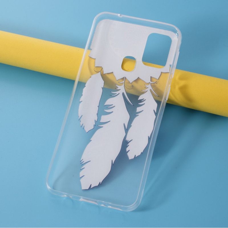 Cover for Samsung Galaxy M31 Gennemsigtig Fangst Drømmer Blå Fjer