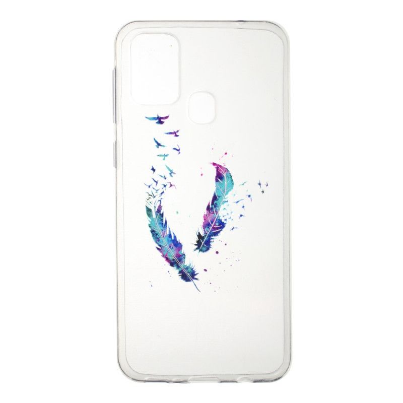 Cover for Samsung Galaxy M31 Gennemsigtige Fjer