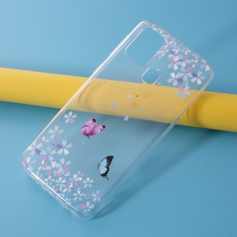 Cover for Samsung Galaxy M31 Gennemsigtige Sommerfugle Og Blomster