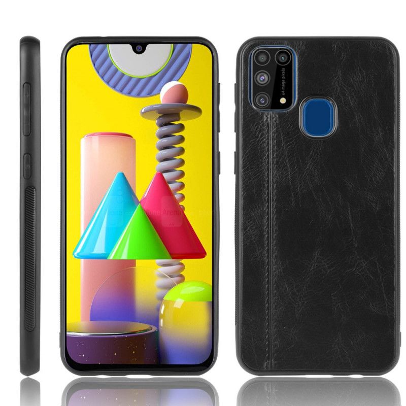 Cover for Samsung Galaxy M31 Sort Syet Lædereffekt