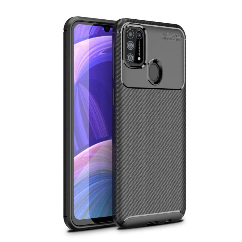 Cover Samsung Galaxy M31 Sort Fleksibel Kulfibertekstur