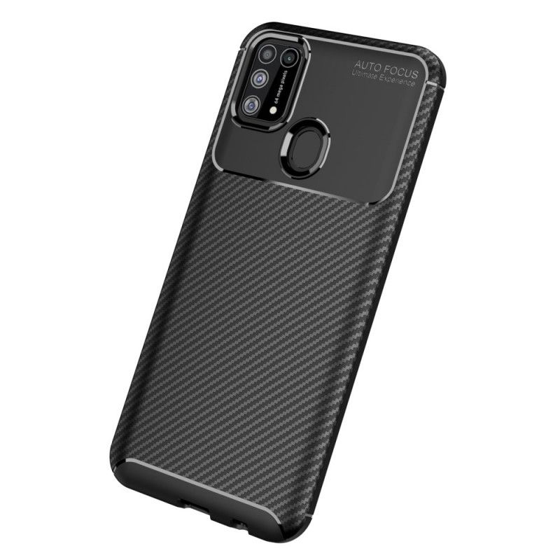 Cover Samsung Galaxy M31 Sort Fleksibel Kulfibertekstur