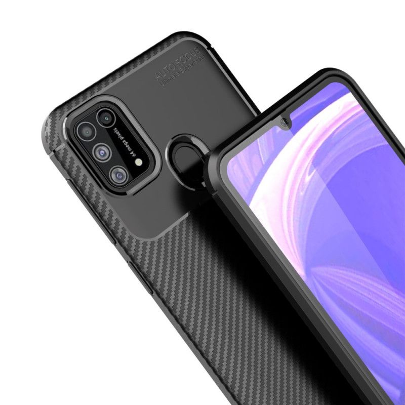 Cover Samsung Galaxy M31 Sort Fleksibel Kulfibertekstur