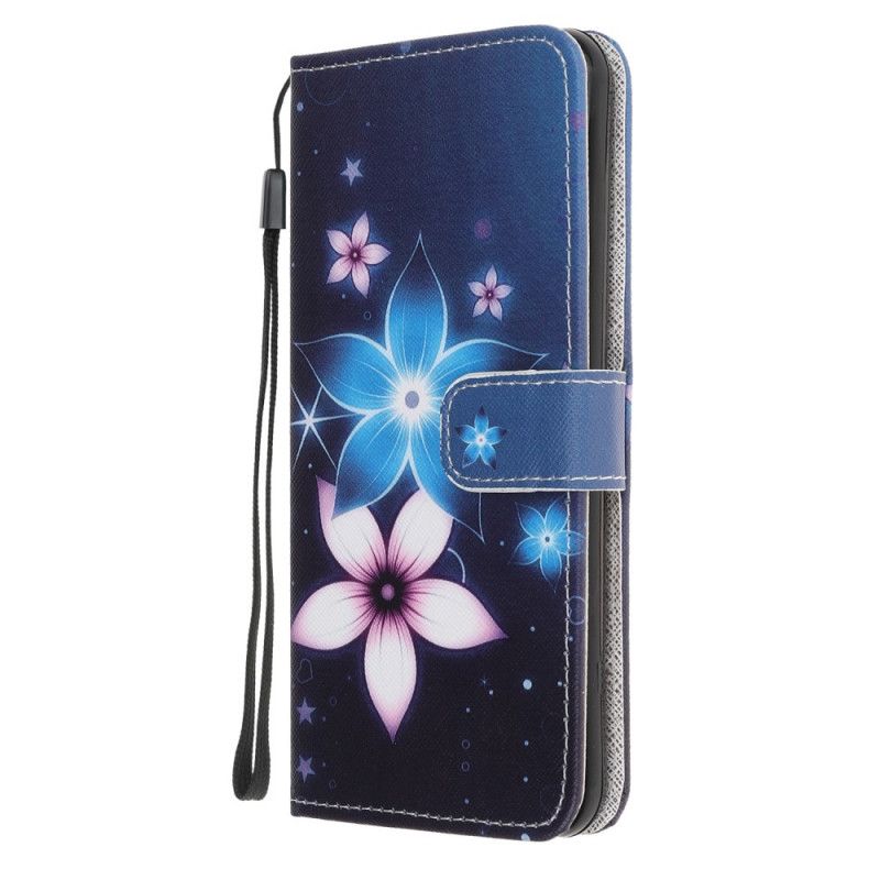 Flip Cover Læder for Samsung Galaxy M31 Måneblomster Med Rem