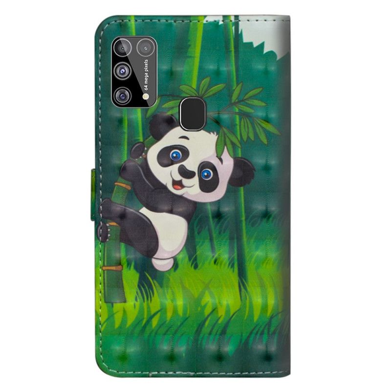 Flip Cover Læder for Samsung Galaxy M31 Panda Og Bambus