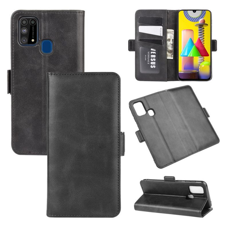 Flip Cover Læder for Samsung Galaxy M31 Sort Dobbelt Flap