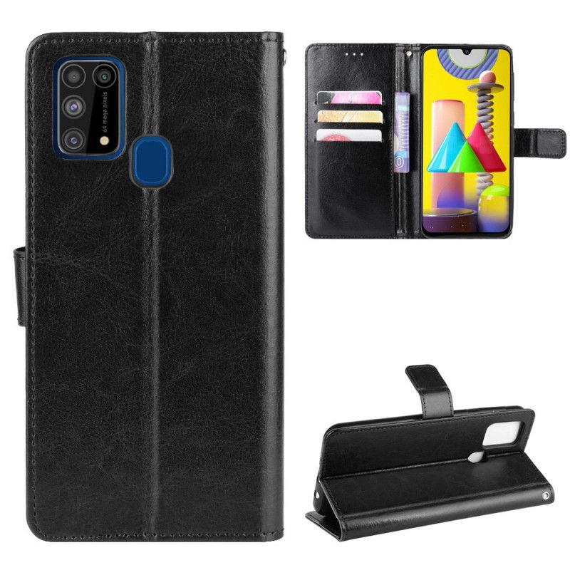 Flip Cover Læder for Samsung Galaxy M31 Sort Prangende Kunstlæder