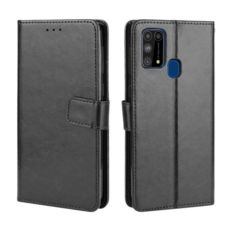 Flip Cover Læder for Samsung Galaxy M31 Sort Prangende Kunstlæder