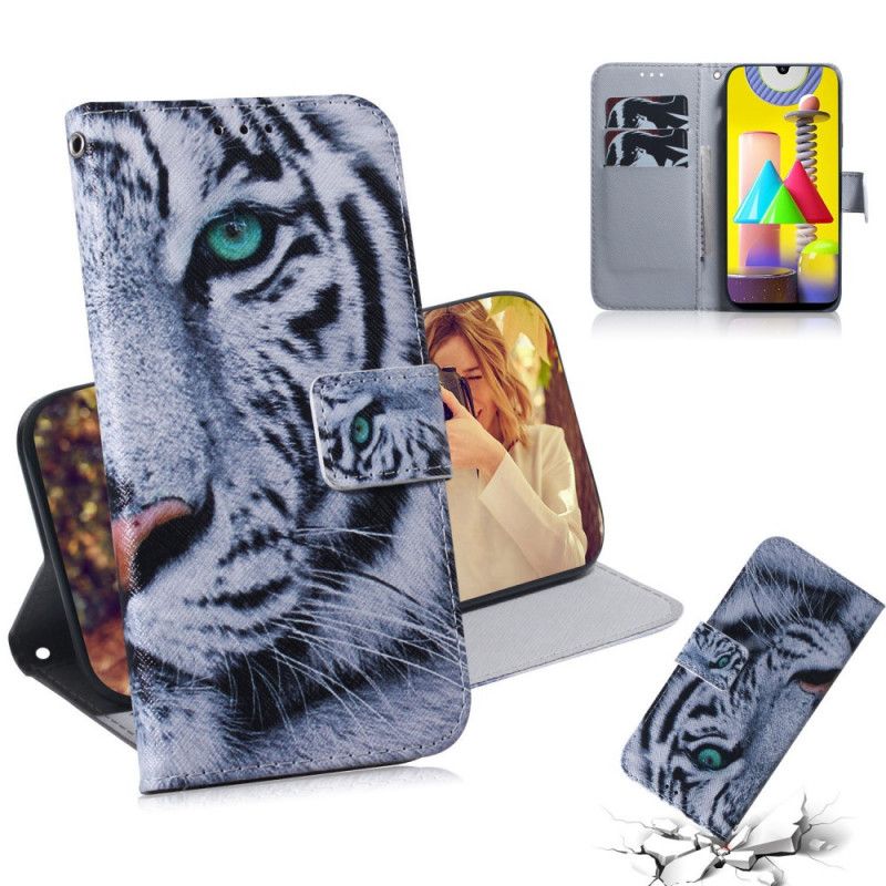 Flip Cover Læder for Samsung Galaxy M31 Tiger Ansigt