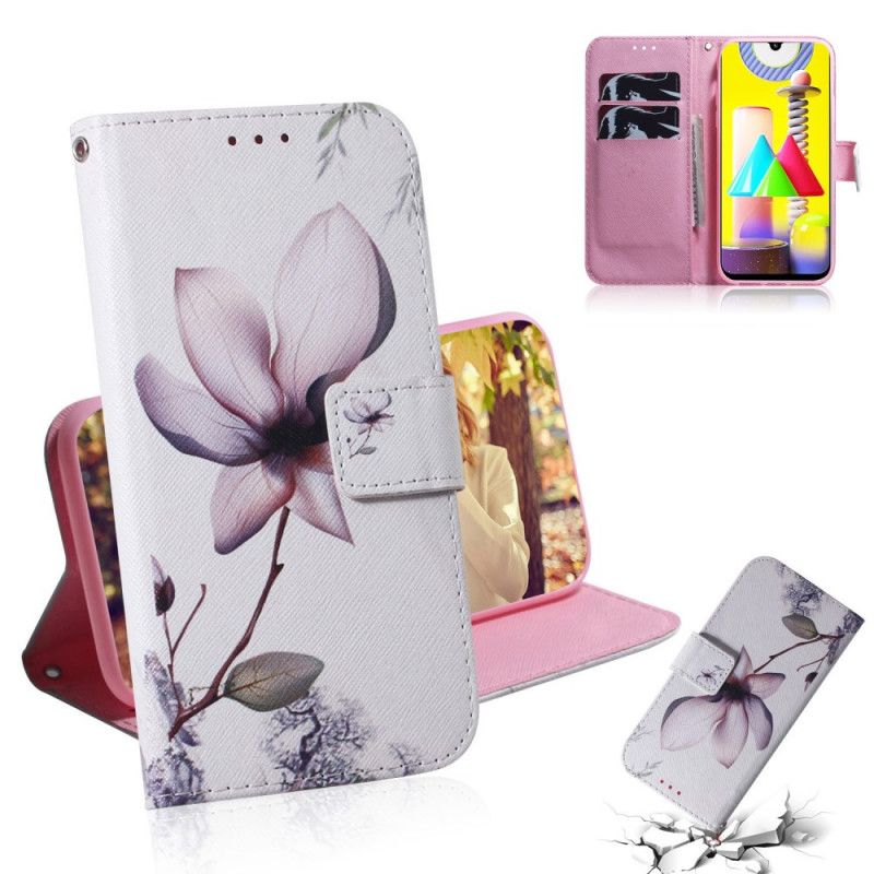 Flip Cover Læder Samsung Galaxy M31 Gammel Rosenblomst