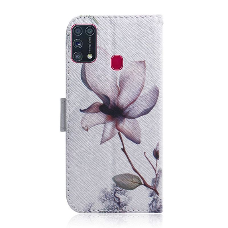 Flip Cover Læder Samsung Galaxy M31 Gammel Rosenblomst