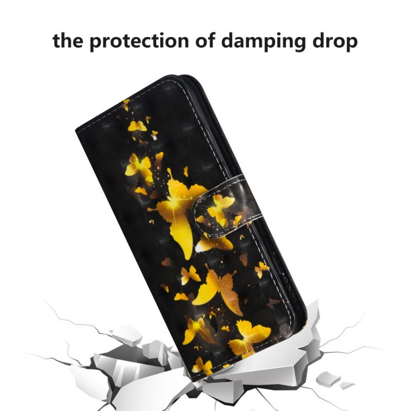 Flip Cover Læder Samsung Galaxy M31 Gule Sommerfugle