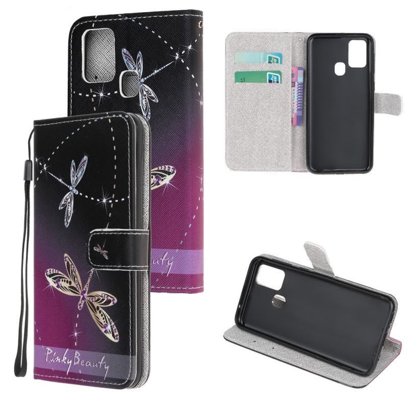 Flip Cover Samsung Galaxy M31 Mobilcover Guldsmede Med Rem