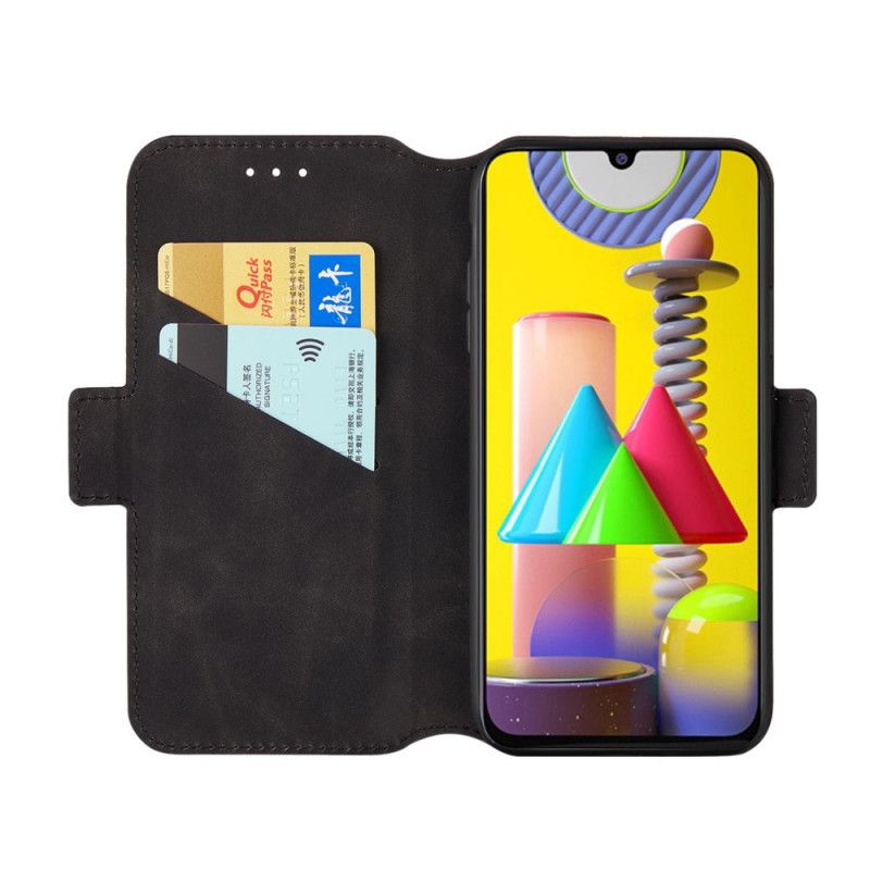 Flip Cover Samsung Galaxy M31 Sort To-Tone Lodret Linje