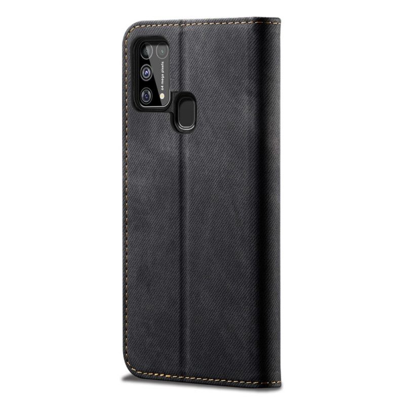 Læder Cover Samsung Galaxy M31 Sort Jeansstof Original