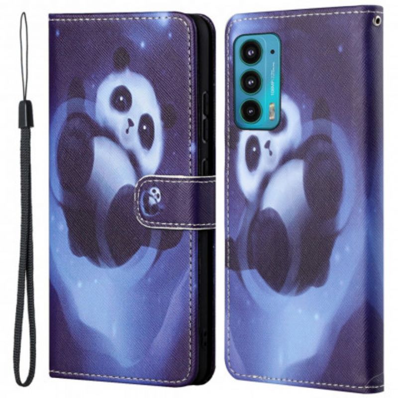 Flip Cover Motorola Edge 20 Panda Space Strappy