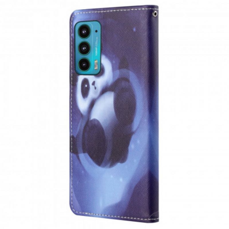 Flip Cover Motorola Edge 20 Panda Space Strappy