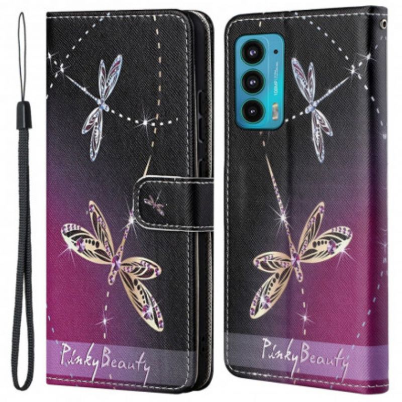 Flip Cover Motorola Edge 20 Strappy Dragonflies