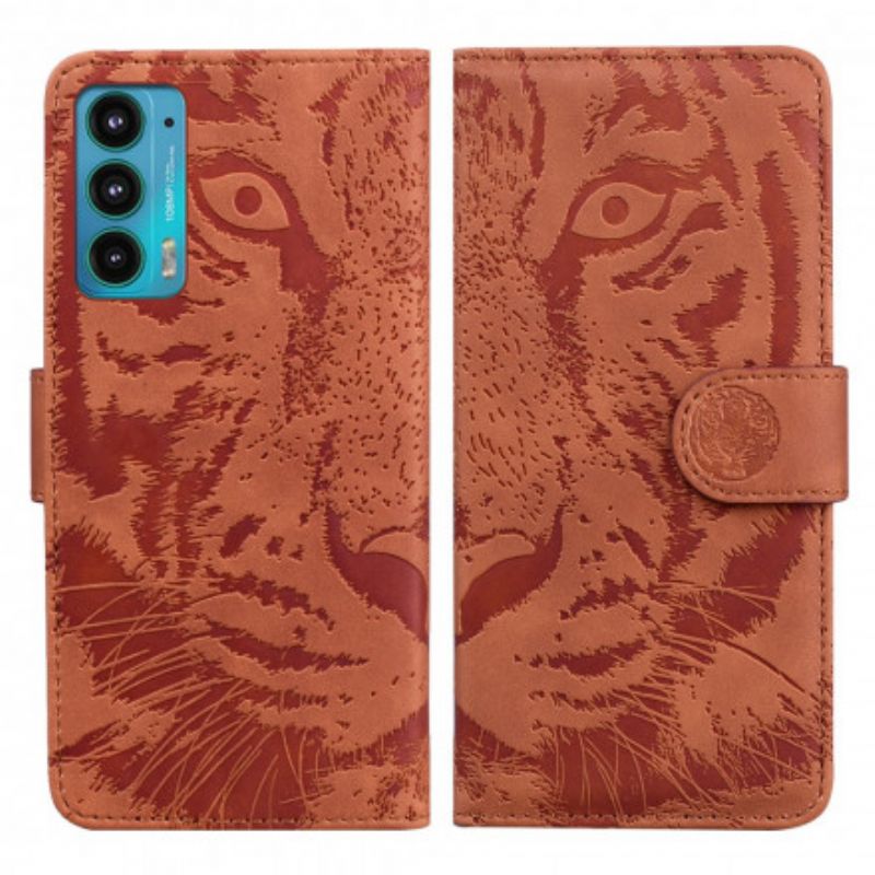 Flip Cover Motorola Edge 20 Tiger Face Print