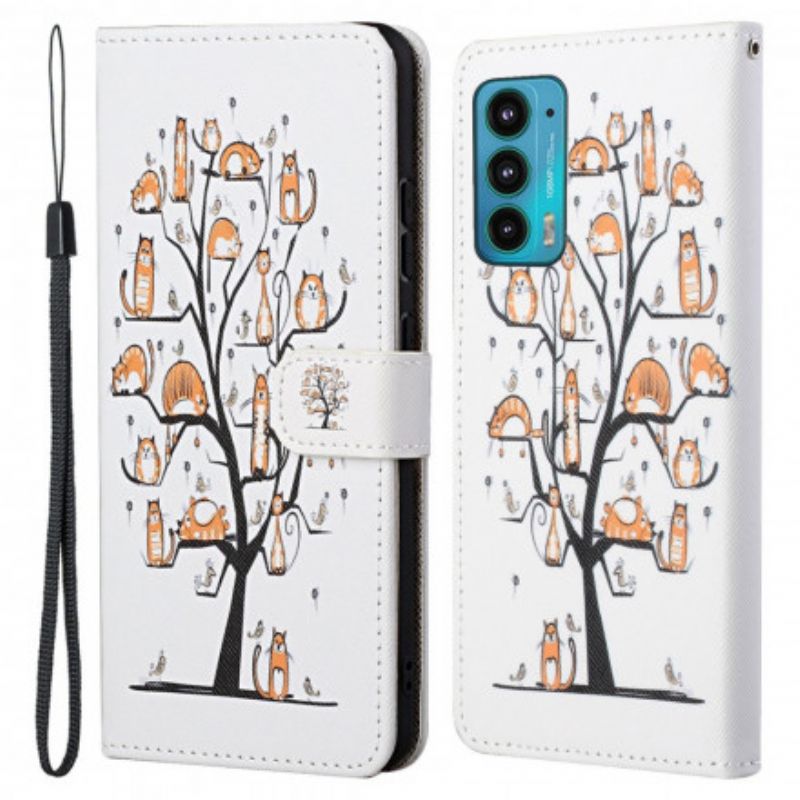 Flip Cover Til Motorola Edge 20 Funky Cats Strappy