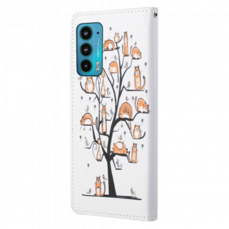 Flip Cover Til Motorola Edge 20 Funky Cats Strappy