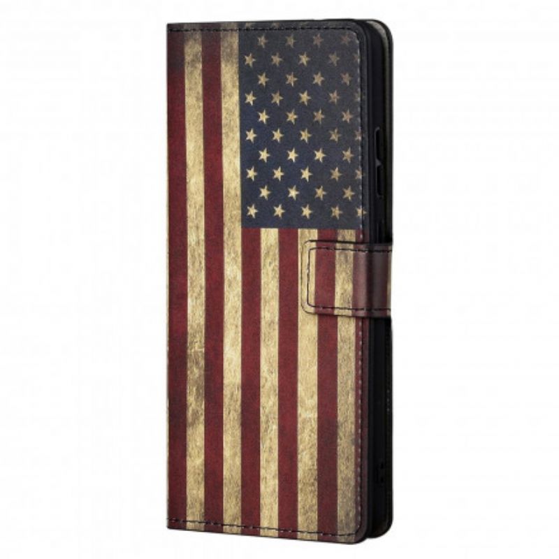 Læder Cover Motorola Edge 20 Telefon Etui Amerikansk Flag