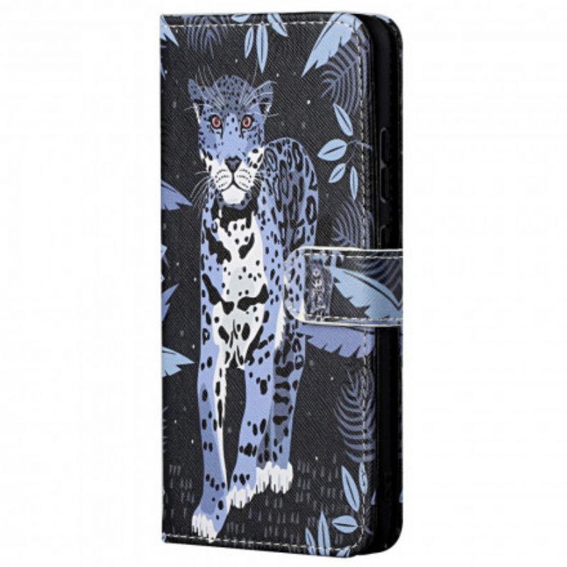 Læder Cover Motorola Edge 20 Telefon Etui Leopard Strappy