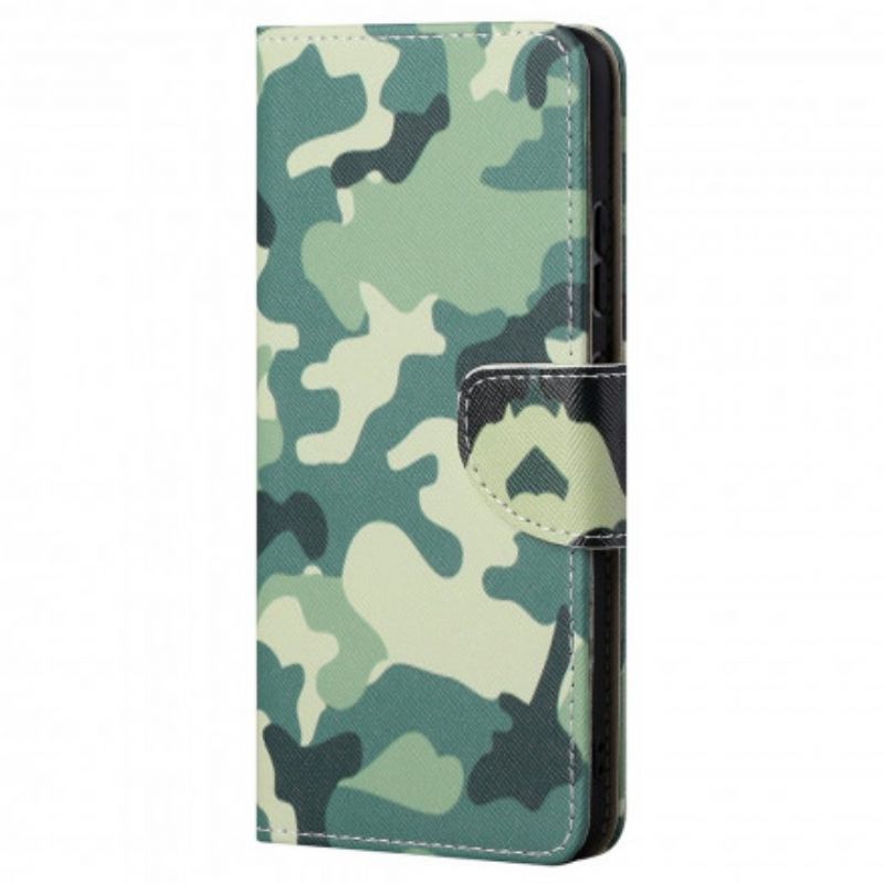 Læder Cover Motorola Edge 20 Telefon Etui Militær Camouflage