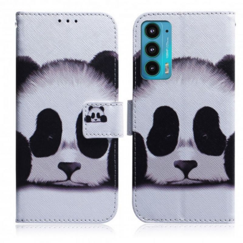 Læder Cover Motorola Edge 20 Telefon Etui Panda Face